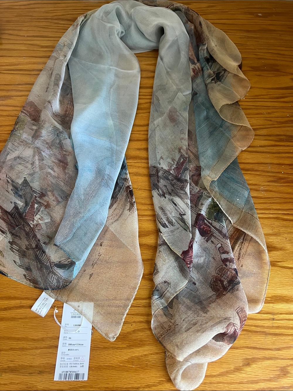 New Long Floral Silk Scarf